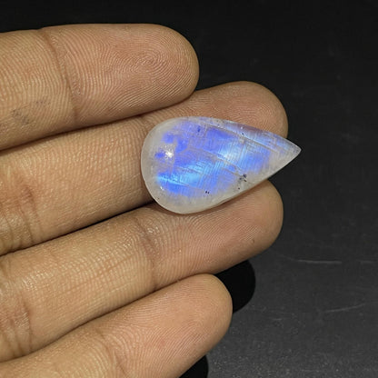 Rainbow Moonstone Pear Cabochon, 24x18x6 mm, 23.3 Carats, Loose Gemstone for Jewelry Making