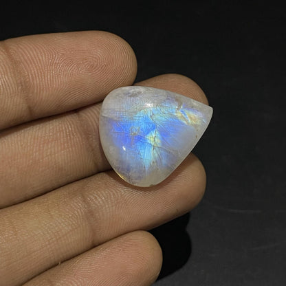 Rainbow Moonstone Pear Cabochon, 24x18x6 mm, 23.3 Carats, Loose Gemstone for Jewelry Making