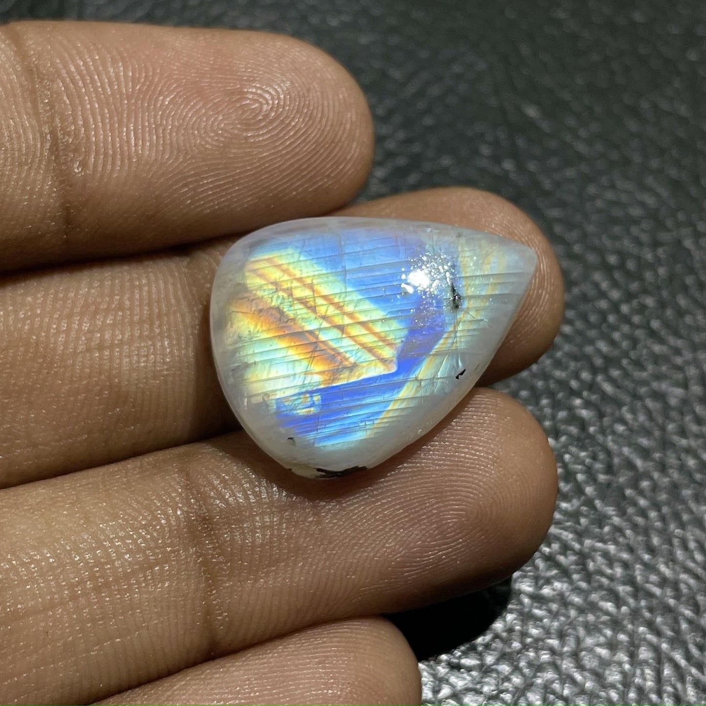 Rainbow Moonstone Pear Cabochon, 24x18x6 mm, 23.3 Carats, Loose Gemstone for Jewelry Making