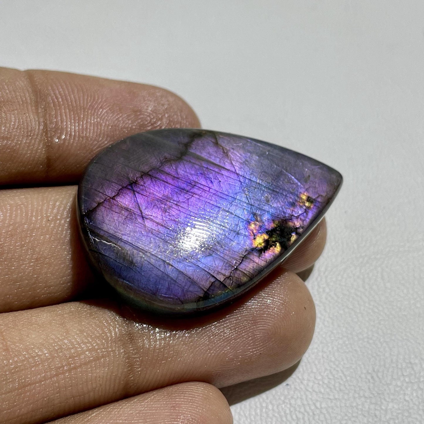 Natural Purple Flash Labradorite Cabochon, Loose Gemstone
