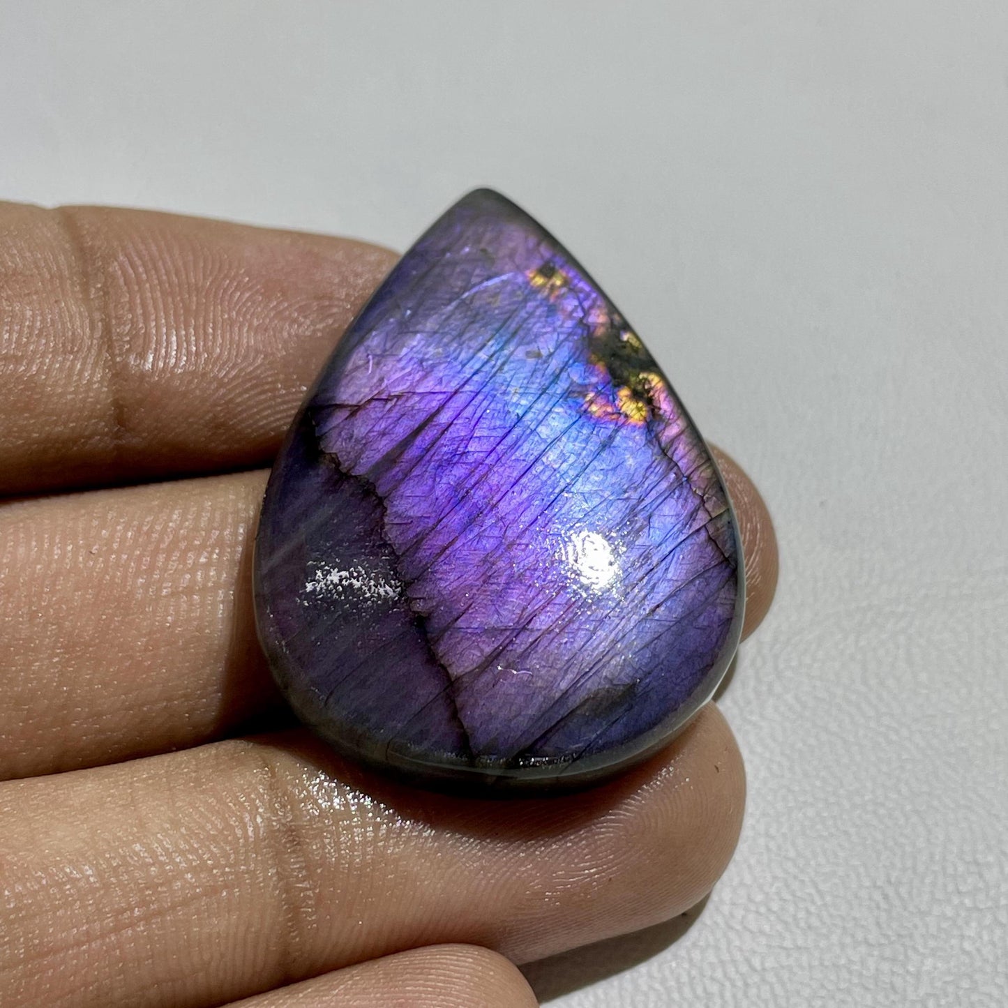 Natural Purple Flash Labradorite Cabochon, Loose Gemstone