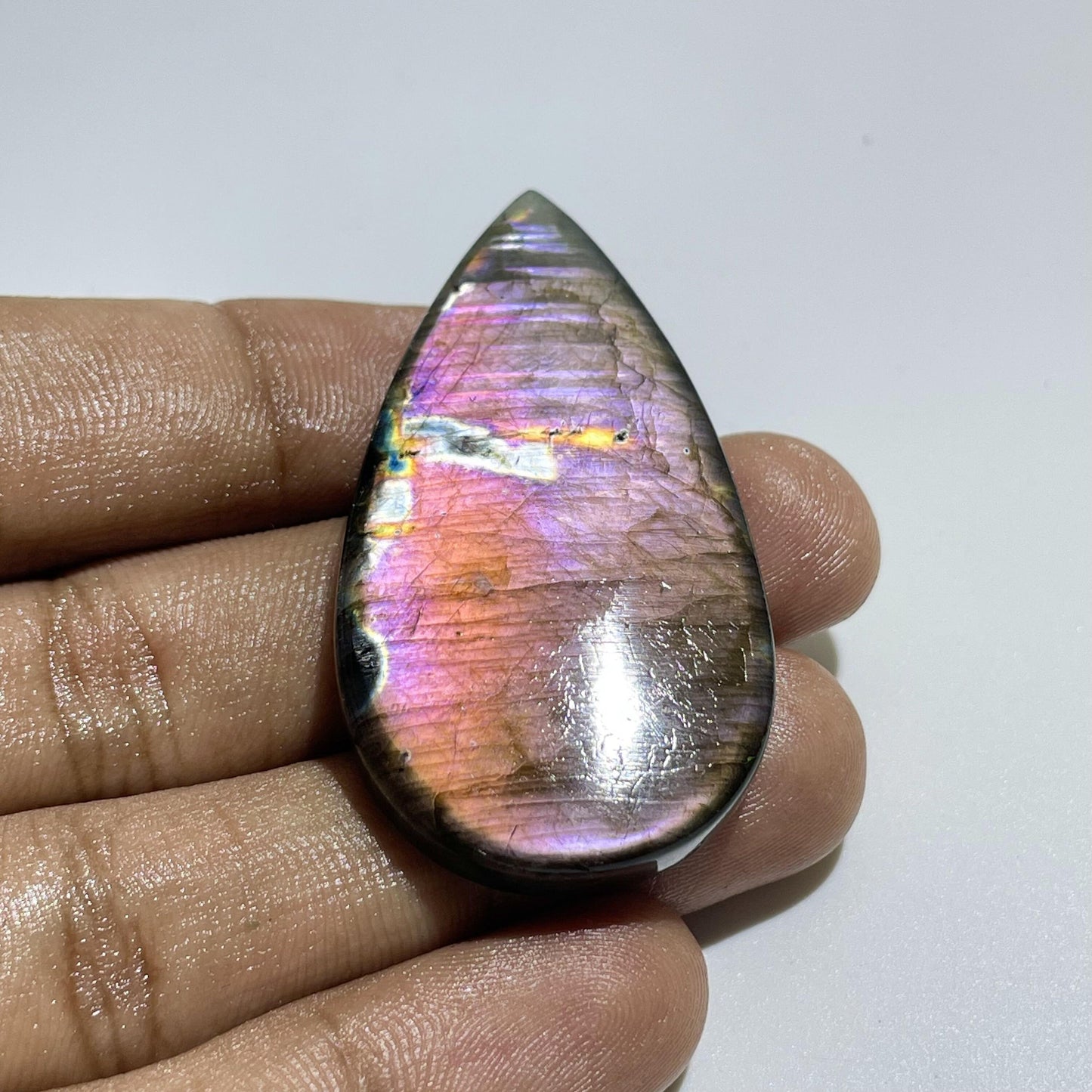 Natural Purple Flash Labradorite Cabochon, Loose Gemstone