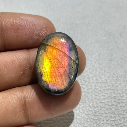 AAA Spectrolite Multi Fire Labradorite Cabochon, 27.5x18x7 mm, Loose Gemstone for Jewelry Making