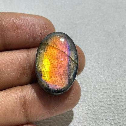AAA Labradorite Cabochon: Multi Fire Spectrolite Gemstone (27.5x18x7 mm)