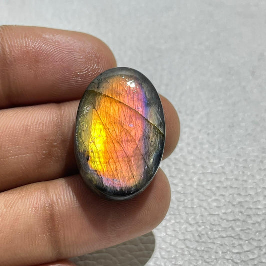 AAA Labradorite Cabochon: Multi Fire Spectrolite Gemstone (27.5x18x7 mm)