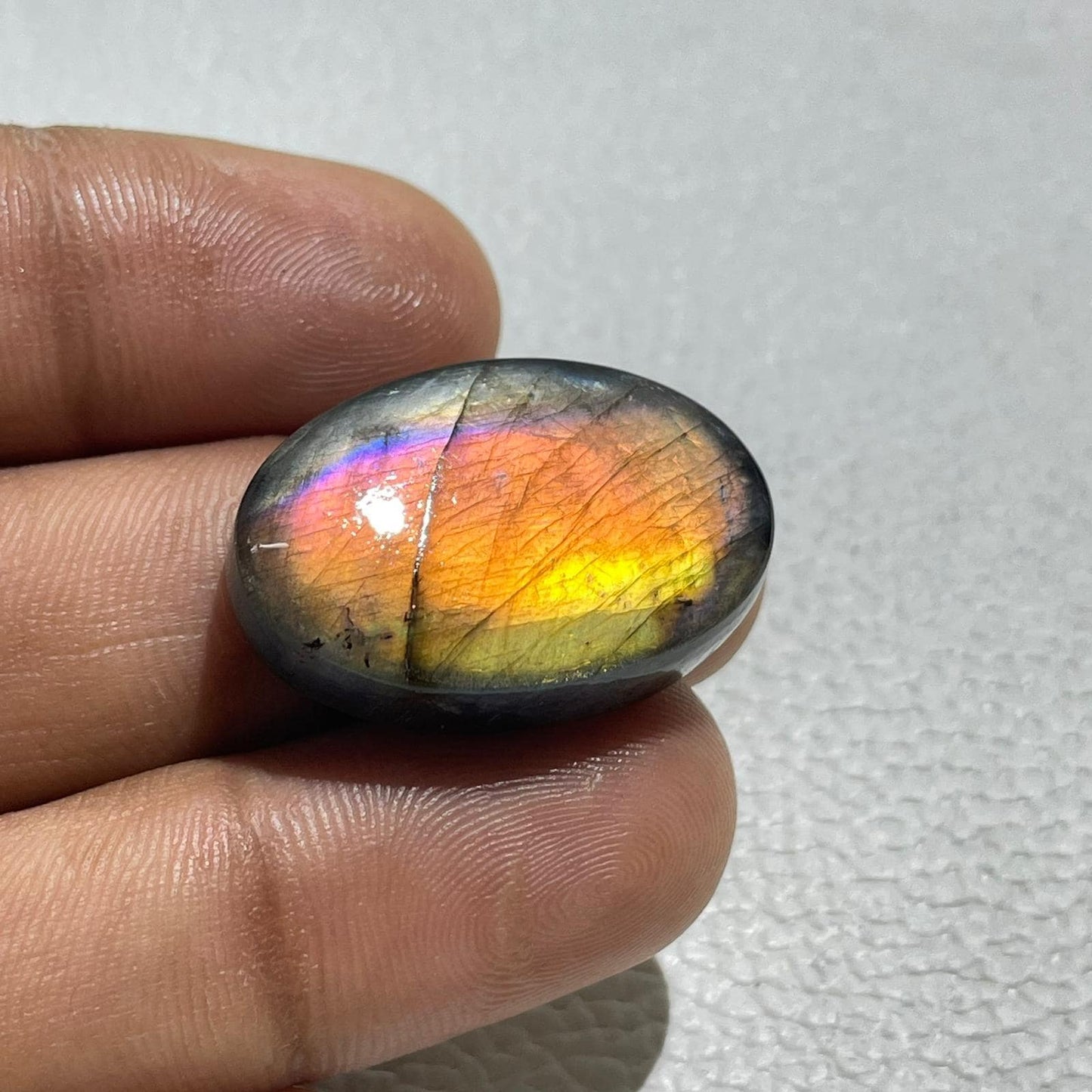 AAA Spectrolite Multi Fire Labradorite Cabochon, 27.5x18x7 mm, Loose Gemstone for Jewelry Making