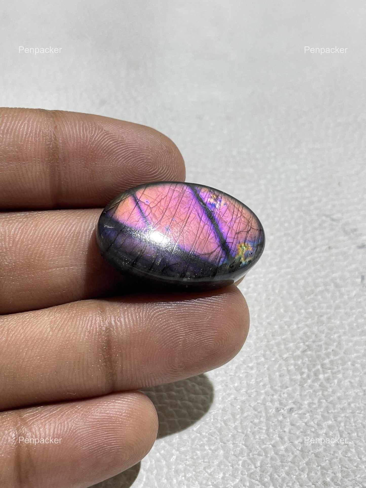 Purple Labradorite Cabochon: Natural Oval Loose Gemstone (33.50 Cts, 29x19x6 mm)