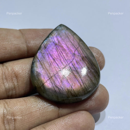 Natural Purple Labradorite Cabochon: Pear Loose Stone For Jewelry Making
