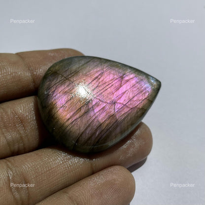 Natural Purple Labradorite Pear Cabochon, 45x35x8 mm, 100.00 Cts, Loose Gemstone for Jewelry Making
