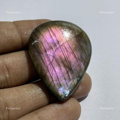 Natural Purple Labradorite Pear Cabochon, 45x35x8 mm, 100.00 Cts, Loose Gemstone for Jewelry Making