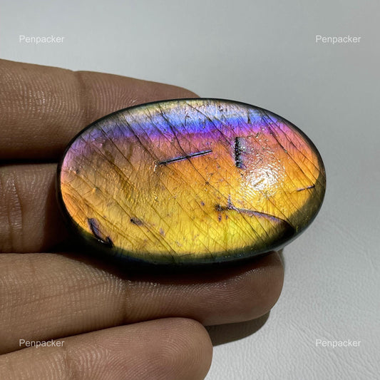 Natural Purple Labradorite Cabochon: Multicolor Oval Gemstone, 91.60 Cts