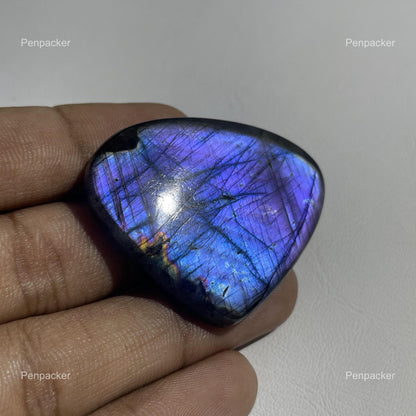 Purple Flash Labradorite Cabochon, 44x35x6 mm, Loose Gemstone for Jewelry Making