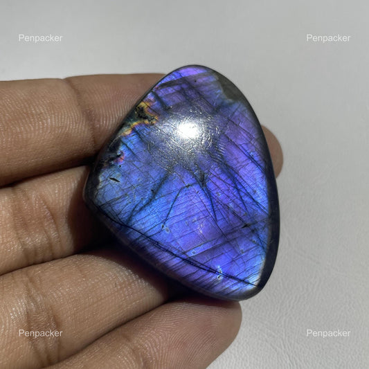 Purple Labradorite Cabochon: Flashy Labradorite Gemstone For Jewelry (44x35x6 mm)