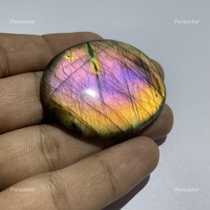 Natural Multicolor Labradorite Oval Cabochon, 49x41x6 mm, Loose Gemstone for Jewelry Making