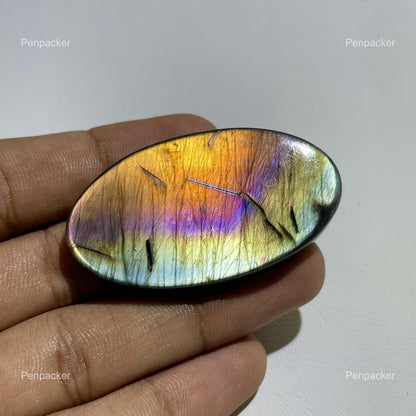 Multicolor Labradorite Oval Cabochon, 100.6 Cts, 51x28x5 mm, Loose Gemstone for Jewelry Making
