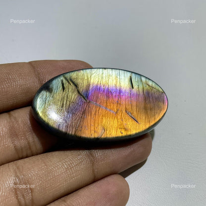 Multicolor Labradorite Oval Cabochon, 100.6 Cts, 51x28x5 mm, Loose Gemstone for Jewelry Making