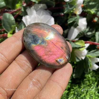 Natural Labradorite Cabochon, Oval Loose Stone for Jewelry Making ( 50x35x7 mm)
