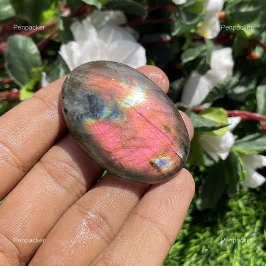 Natural Labradorite Cabochon, Oval Loose Stone for Jewelry Making ( 50x35x7 mm)