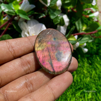 Natural Labradorite Cabochon, Oval Loose Stone for Jewelry Making ( 50x35x7 mm)