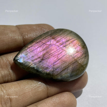 Natural Purple Labradorite Pear Cabochon, 45x35x8 mm, 100.00 Cts, Loose Gemstone for Jewelry Making