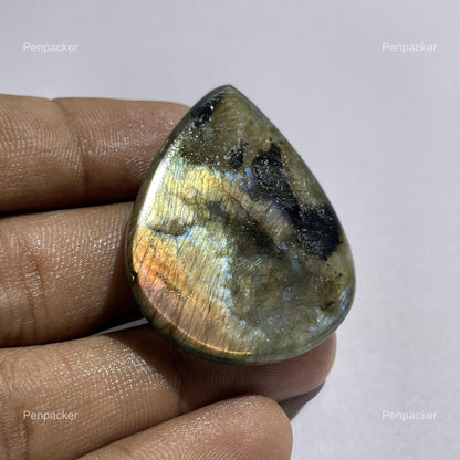 Natural Purple Labradorite Pear Cabochon, 45x35x8 mm, 100.00 Cts, Loose Gemstone for Jewelry Making