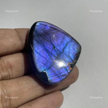 Purple Flash Labradorite Cabochon, 44x35x6 mm, Loose Gemstone for Jewelry Making