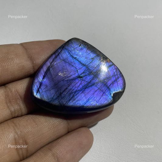 Purple Labradorite Cabochon: Flashy Labradorite Gemstone For Jewelry (44x35x6 mm)
