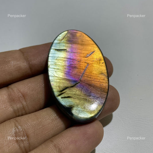 Multicolor Labradorite Oval Cabochon:  (100.6 Cts) (51x28x5 mm)