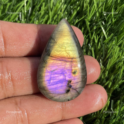 Multicolor Labradorite Pear Cabochon, 37x22.5x7 mm, 47.90 Cts, Loose Gemstone for Jewelry Making