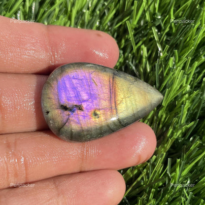 Multicolor Labradorite Pear Cabochon, 37x22.5x7 mm, 47.90 Cts, Loose Gemstone for Jewelry Making