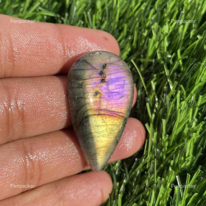 Multicolor Labradorite Pear Cabochon, 37x22.5x7 mm, 47.90 Cts, Loose Gemstone for Jewelry Making