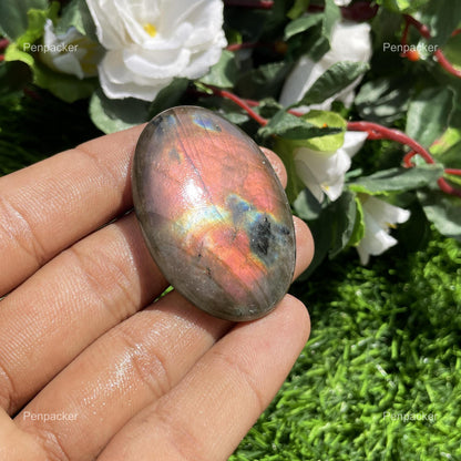 Natural Labradorite Cabochon, Oval Loose Stone for Jewelry Making ( 50x35x7 mm)