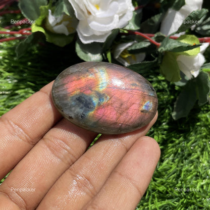 Natural Labradorite Cabochon, Oval Loose Stone for Jewelry Making ( 50x35x7 mm)