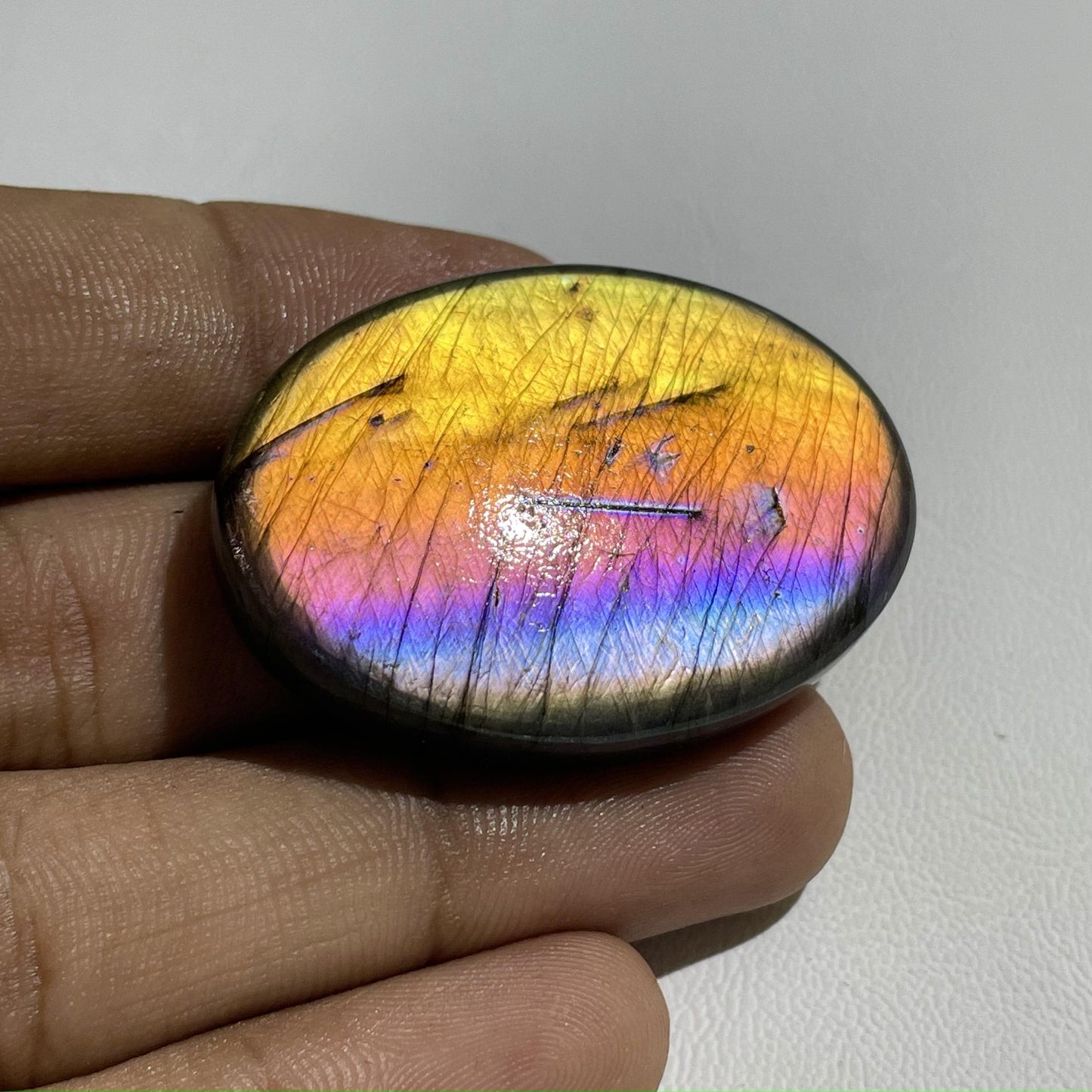 Spectrolite Multi Fire Labradorite Oval Cabochon, 41x29x7 mm, 103.70 Cts, Loose Gemstone for Jewelry Making