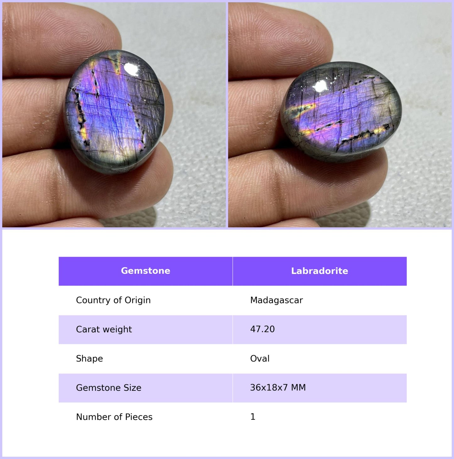 Multicolor Labradorite Pear Cabochon, Wire Wrap Gemstone