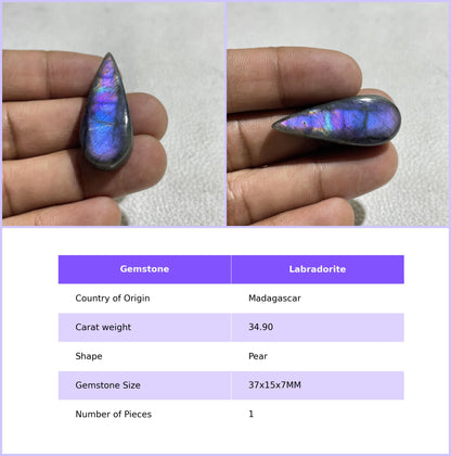 Multicolor Labradorite Pear Cabochon, Jewelry Making Stone