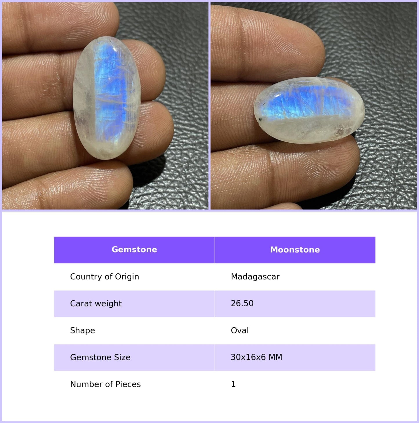 Natural Multicolor Moonstone Oval Cabochon, Loose Gemstone for Jewelry Making