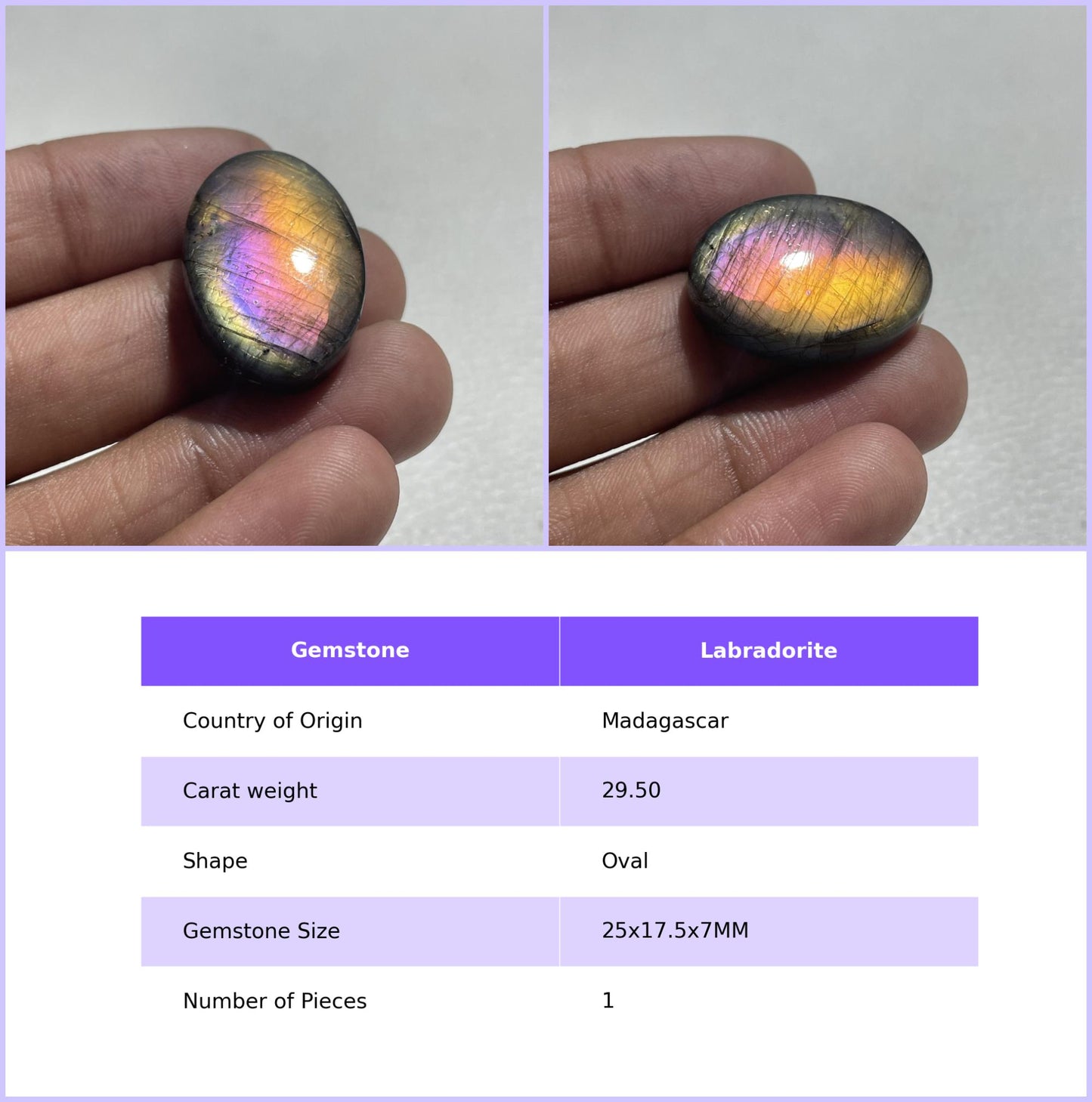 Natural Multicolor Labradorite Oval Cabochon, Jewelry Making Stone