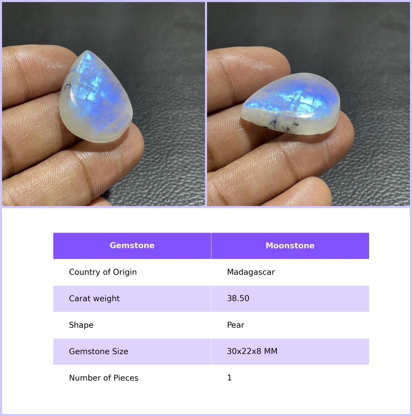 Natural Multicolor Moonstone Cushion Cabochon, Loose Gemstone for Jewelry Making