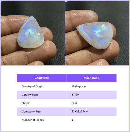 Natural Multicolor Moonstone Cushion Cabochon, Loose Gemstone for Jewelry Making