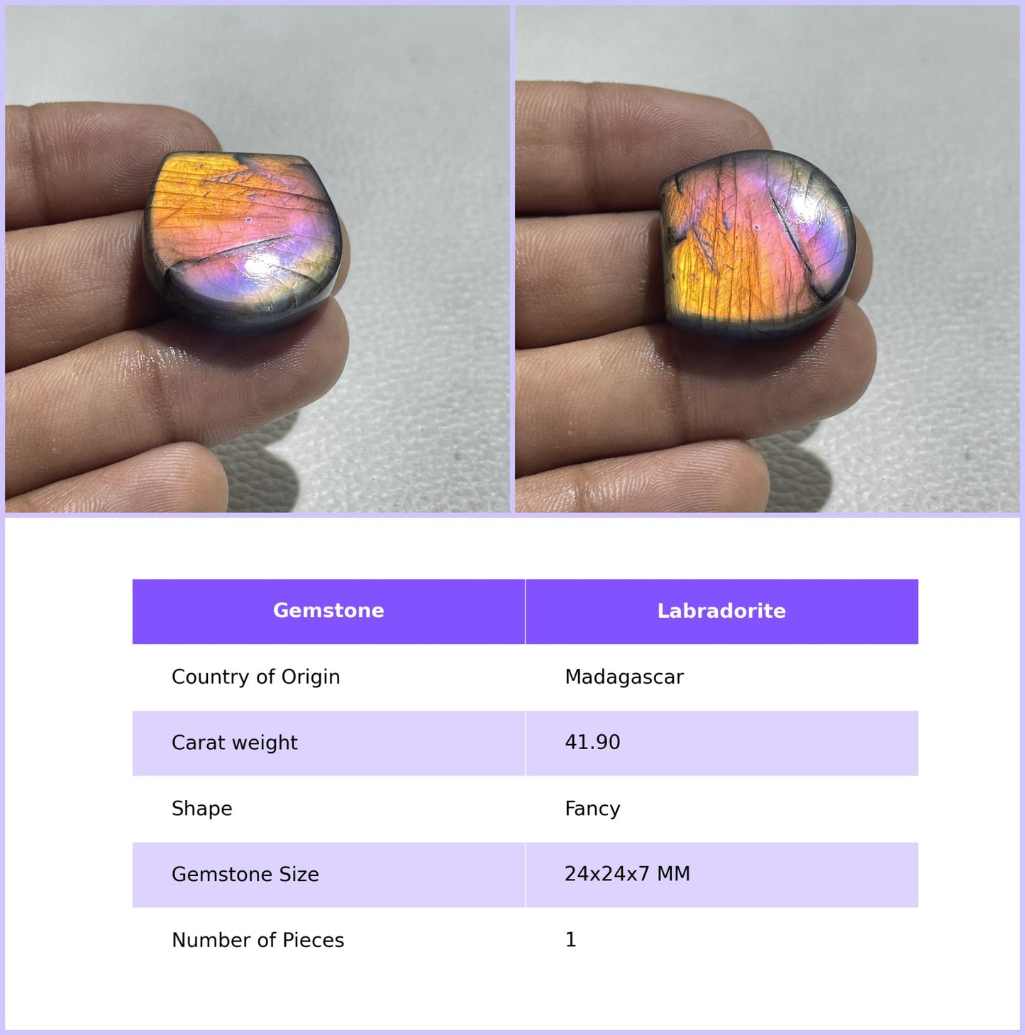 Multicolor Labradorite Pear Cabochon, Wire Wrap Gemstone