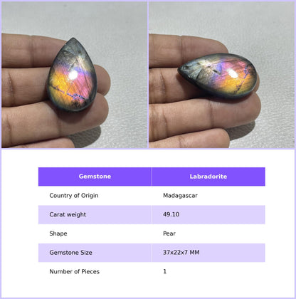 Multicolor Labradorite Pear Cabochon, Jewelry Making Stone