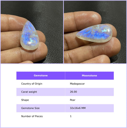 Natural Multicolor Moonstone Oval Cabochon, Loose Gemstone for Jewelry Making