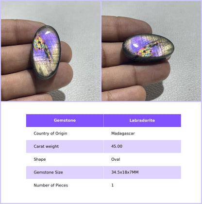 Natural Labradorite Oval Cabochon, Loose Gemstone for Jewelry Making