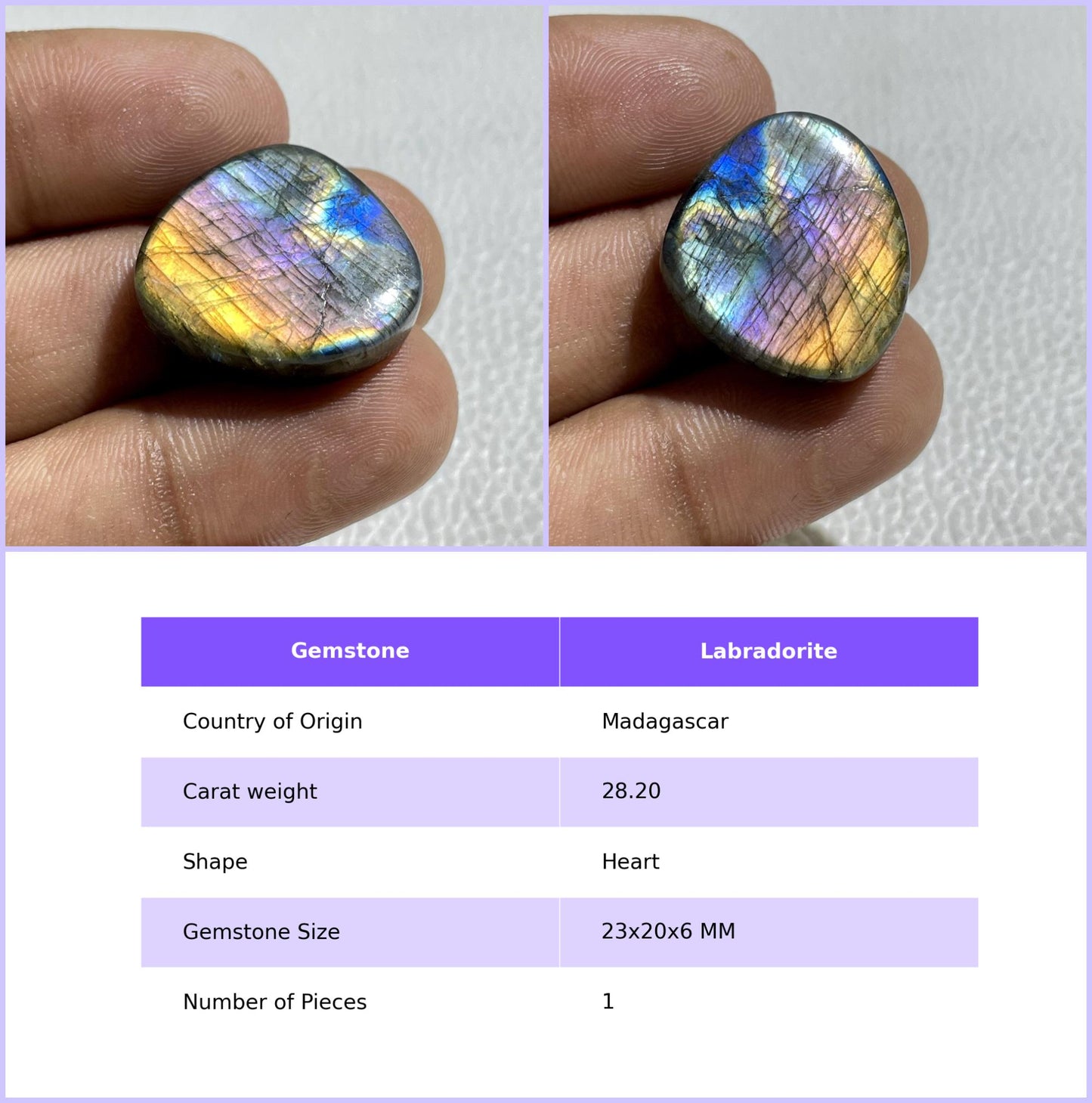 Natural Labradorite Oval Cabochon, Loose Gemstone for Jewelry Making