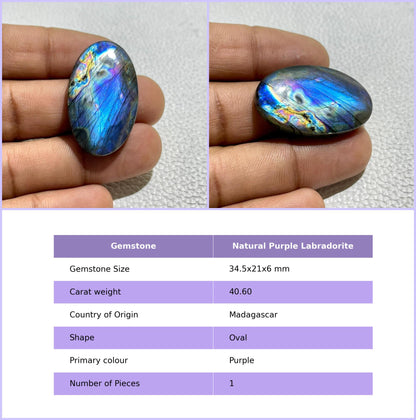 Natural Purple Labradorite Pear Cabochon, Wire Wrap Gemstone