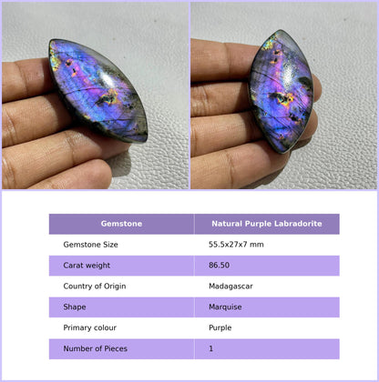 Natural Purple Labradorite Pear Cabochon, Wire Wrap Gemstone
