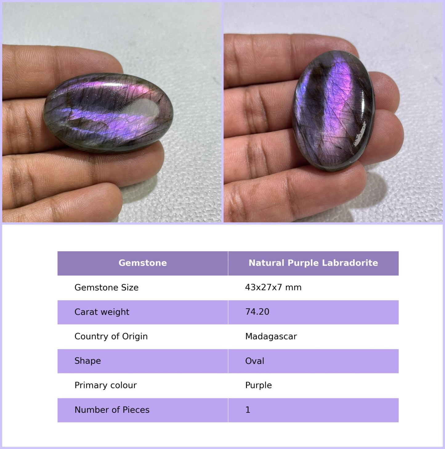 Natural Purple Flash Labradorite Cabochon, Jewelry Making Stone