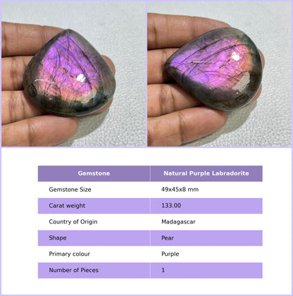 Natural Purple Flash Labradorite Cabochon, Jewelry Making Stone