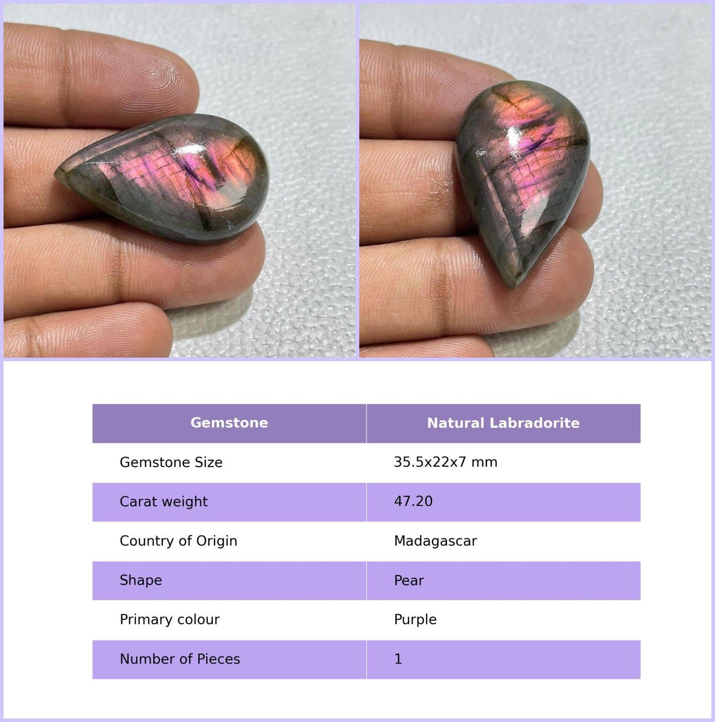 Natural Purple Flash Labradorite Cabochon, Jewelry Making Stone